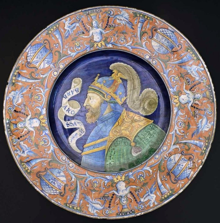 Grande Piatto Ginori in Maiolica con Barbarossa, 1855