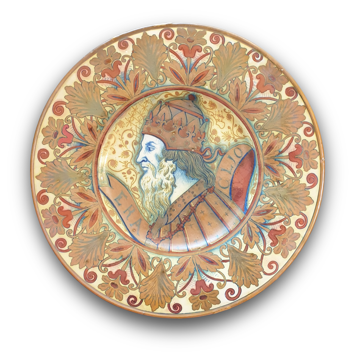 Piatto a lustro con ritratto di Eraclio autore Alfredo Santarelli Ø 38 cm