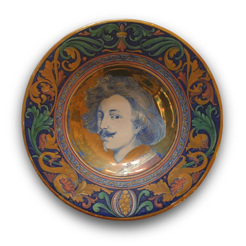 Piatto a lustro con ritratto di Van Dick autore Alfredo Santarelli Ø 31 cm 