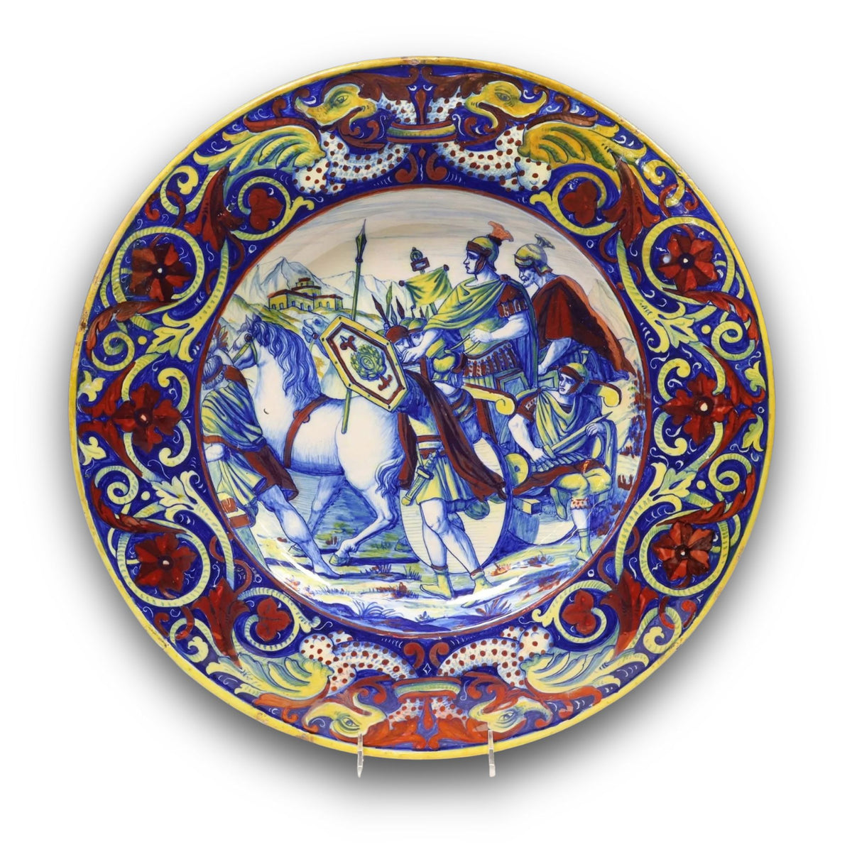 Piatto a lustro con scena storica ispirate a Pinelli autore Alfredo Santarelli Ø 50,5 cm 
