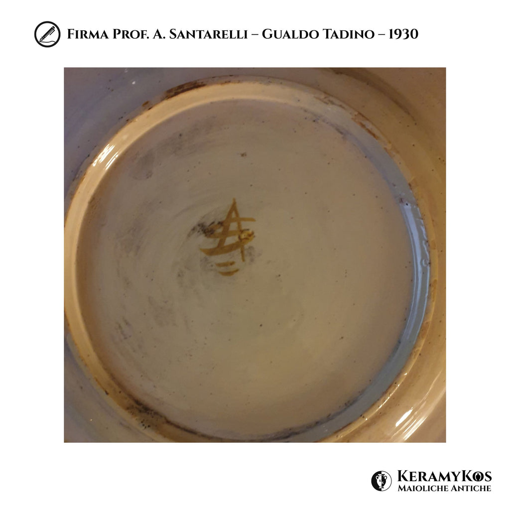 Piatto a lustro con scena storica ispirate a Pinelli autore Alfredo Santarelli Ø 50,5 cm 