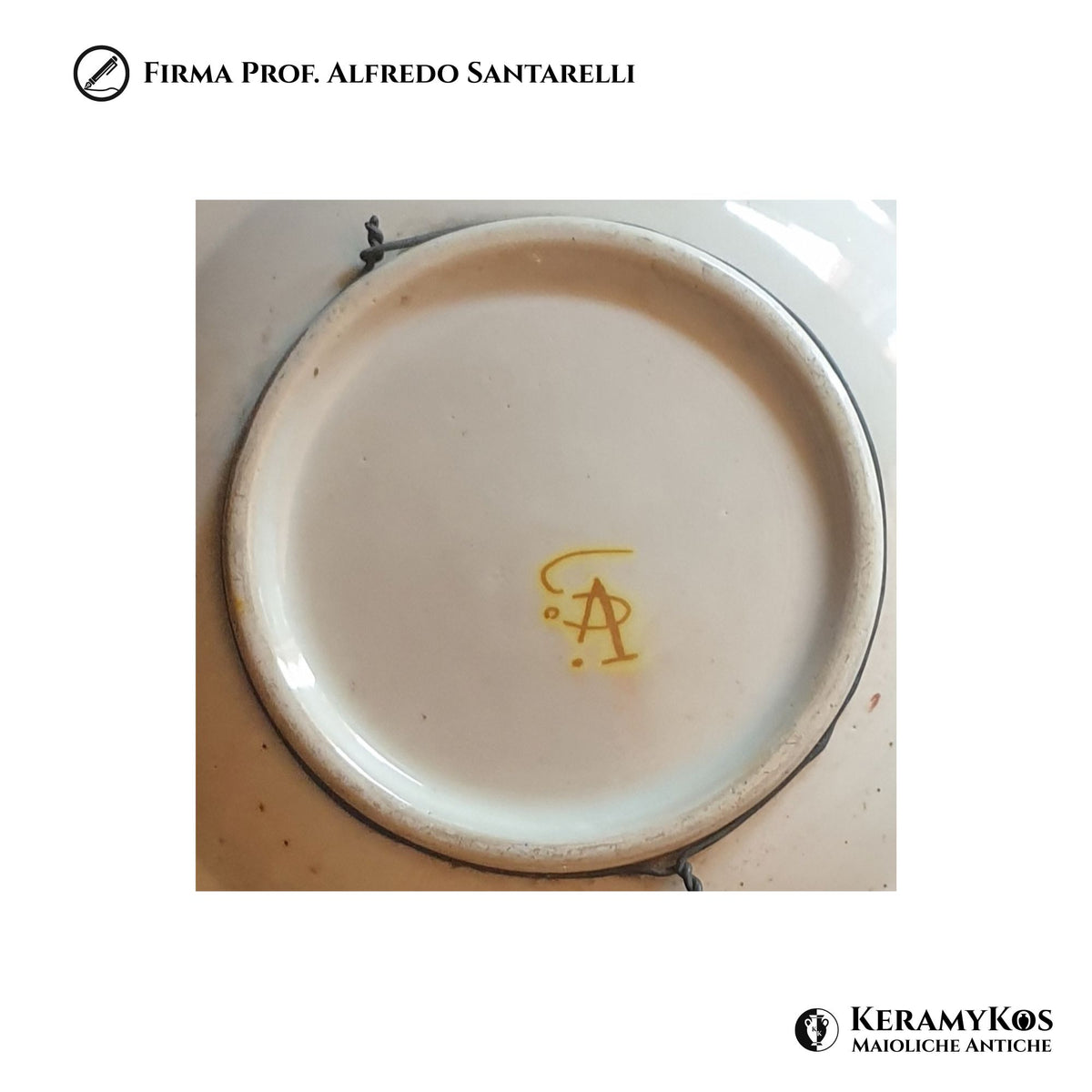 Piatto a lustro con ritratto fotografico autore Alfredo Santarelli Ø 37,5 cm