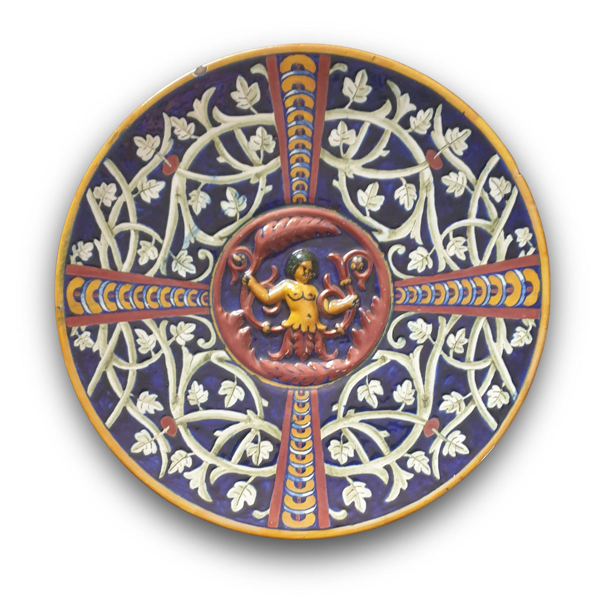 Piatto in maiolica policroma a lustro metallico realizzato dalla Manifattura Ginori di Doccia Ø 28 cm