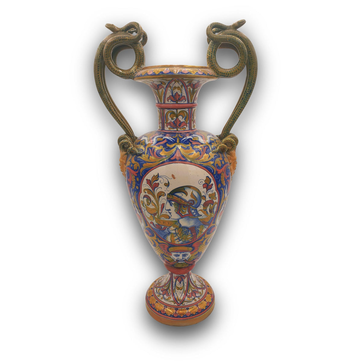 Anfora monumentale a lustro della Società Ceramica Mastro Giorgio 68x27 cm 