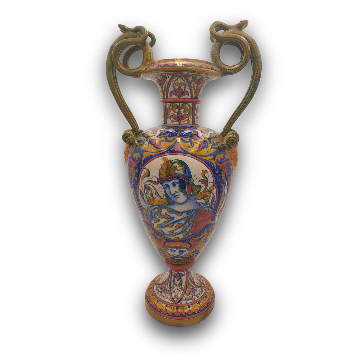 Anfora monumentale a lustro della Società Ceramica Mastro Giorgio 68x27 cm 