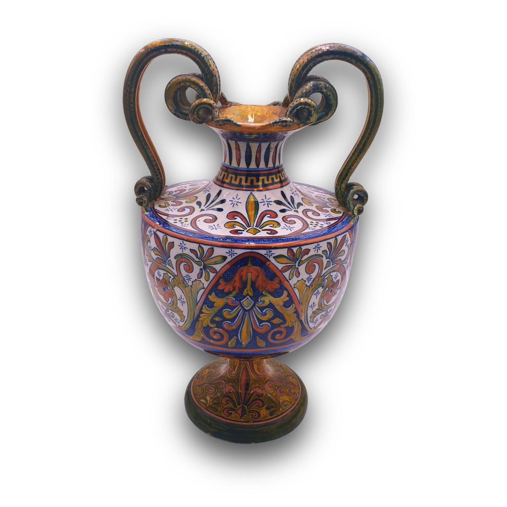 Anfora in maiolica a lustro  della Società Ceramica Mastro Giorgio 45x25 cm 