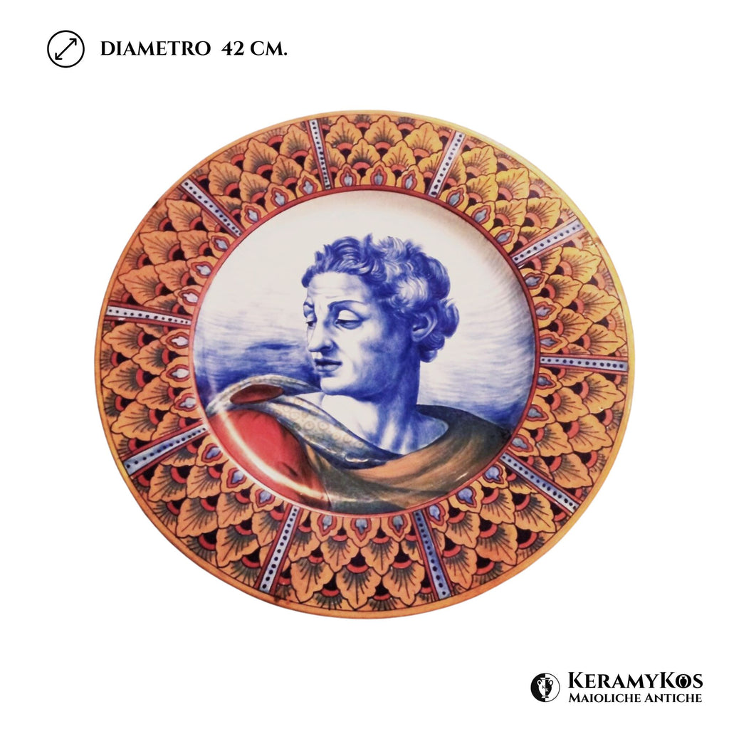 Grande piatto da parata in maiolica a lustro dalla manifattura Ceramica Robbia Ø 42 cm