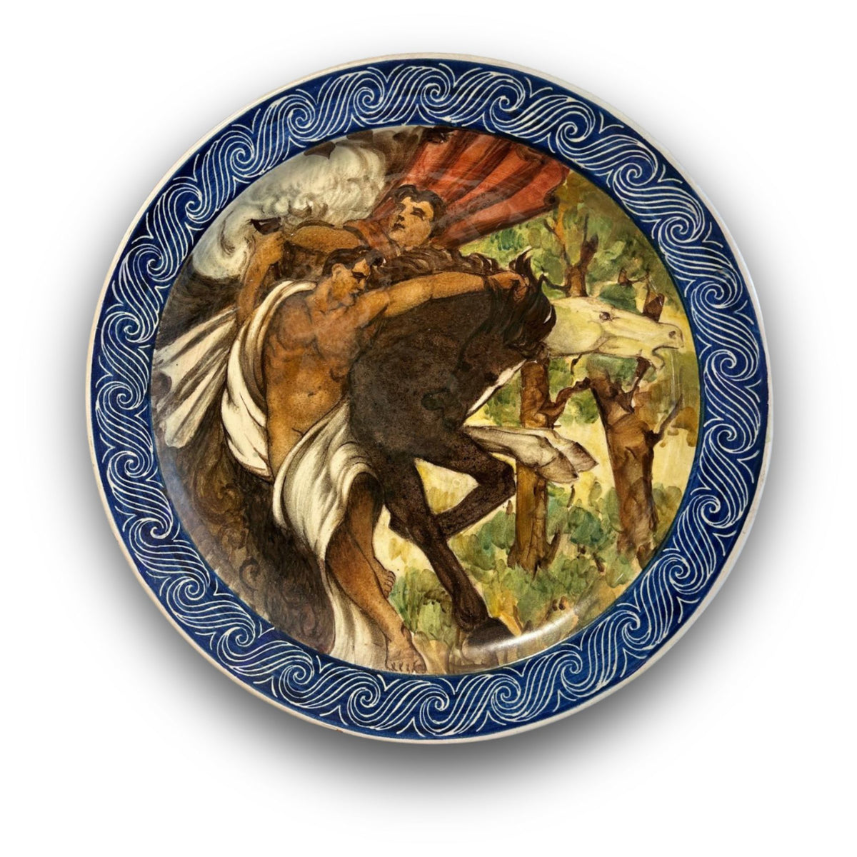 Grande piatto da parata in maiolica policroma dalla manifattura Società Ceramica Luca della Robbia 52 cm