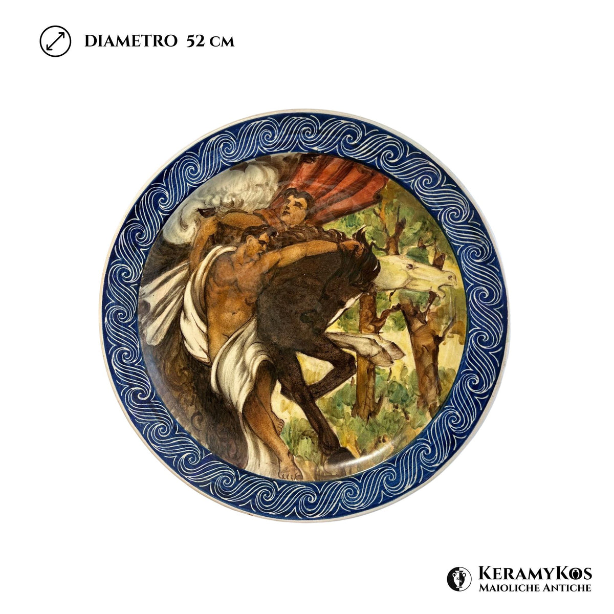 Grande piatto da parata in maiolica policroma dalla manifattura Società Ceramica Luca della Robbia 52 cm