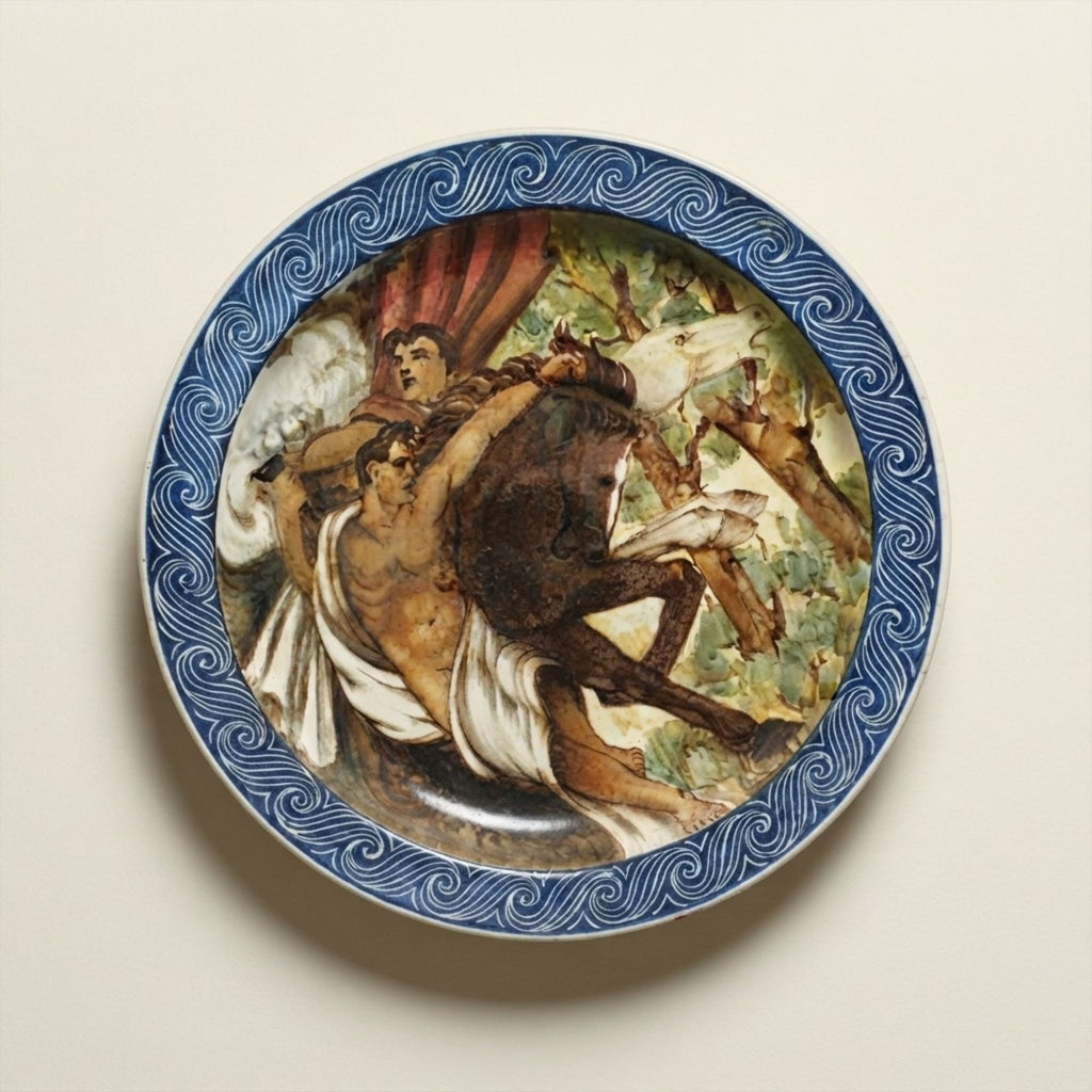 Grande piatto da parata in maiolica policroma dalla manifattura Società Ceramica Luca della Robbia 52 cm