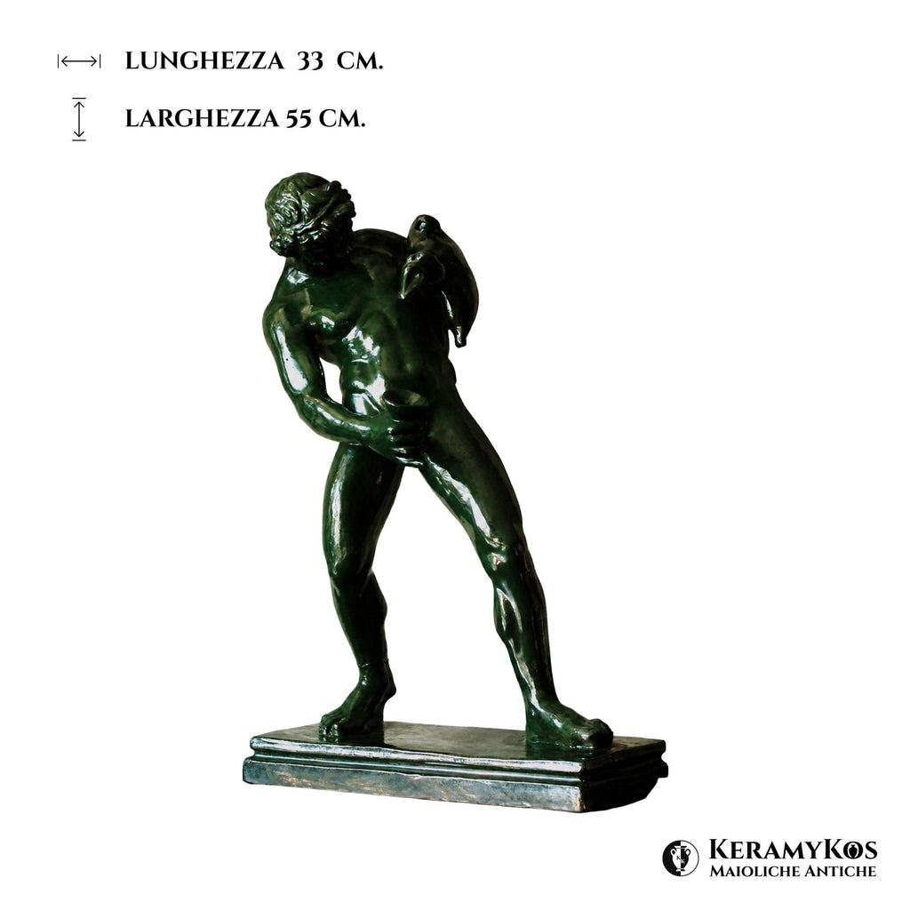 Grande statua decò del giovane Bacco dalla manifattura Società Luca della Robbia 55x33 cm