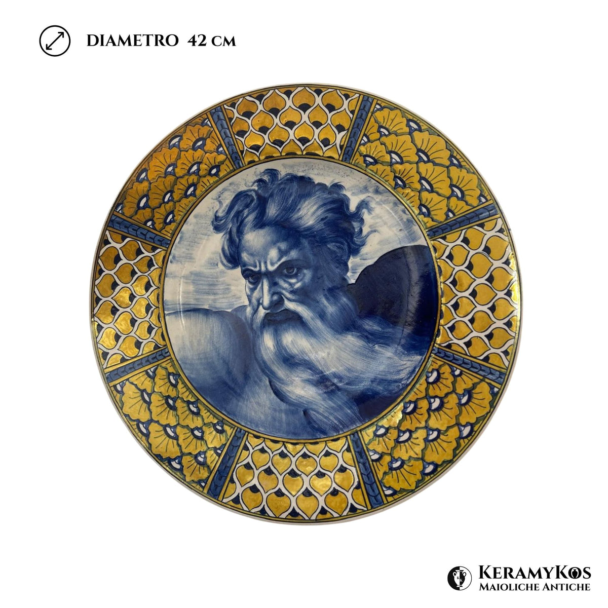 Grande piatto da parata in maiolica a lustro della manifattura Ceramica Robbia Ø 42 cm