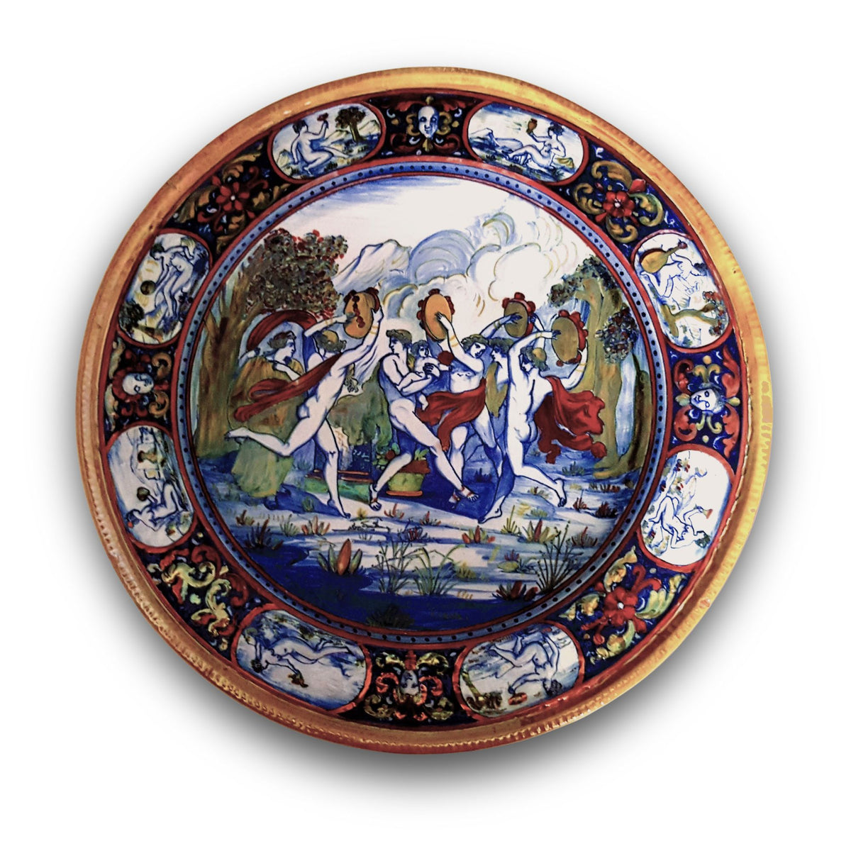 Grande piatto da parata in maiolica con riflessi di a lustro di I.C.A.P. (Industria Ceramica Angelo Pascucci)  Ø 42 cm 