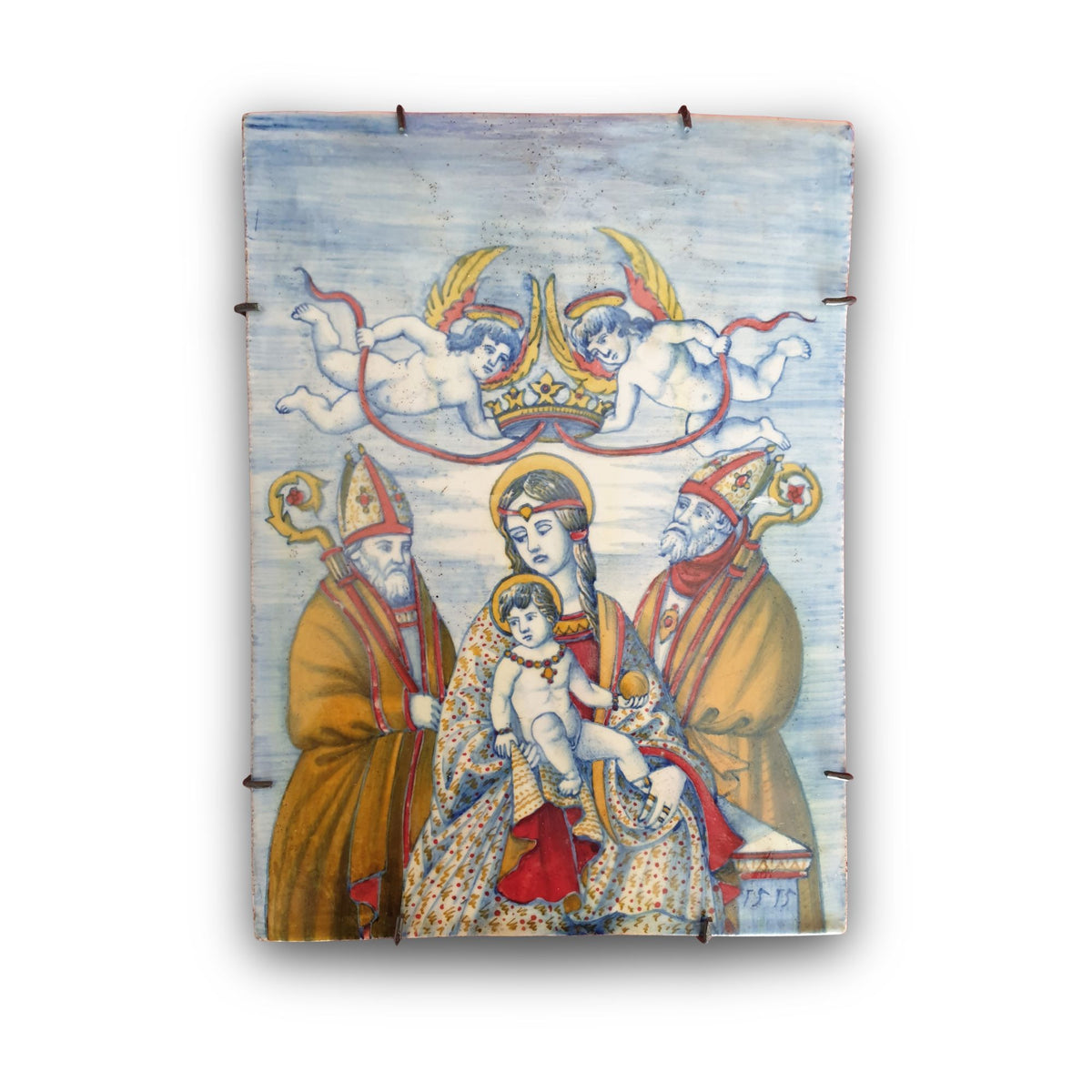 Placca a lustro raffigurante la Madonna dei Ranghiasci di Gubbio autore Paolo Rubboli 25x18 cm