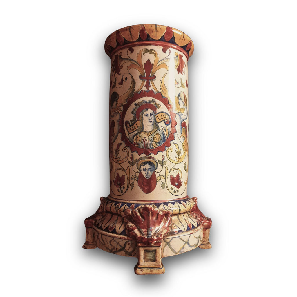 Vaso da pompa con ritratti di “Emilio” e “Agape” autore Paolo Rubboli 33,5x20 cm