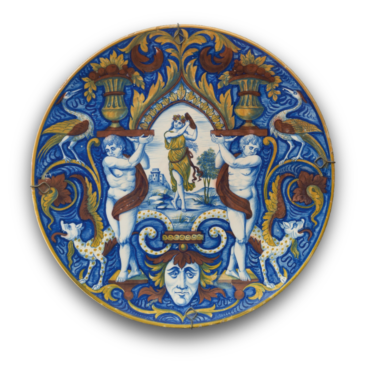 Grande piatto a lustro con figura femminile autore Paolo Rubboli Ø 52 cm 