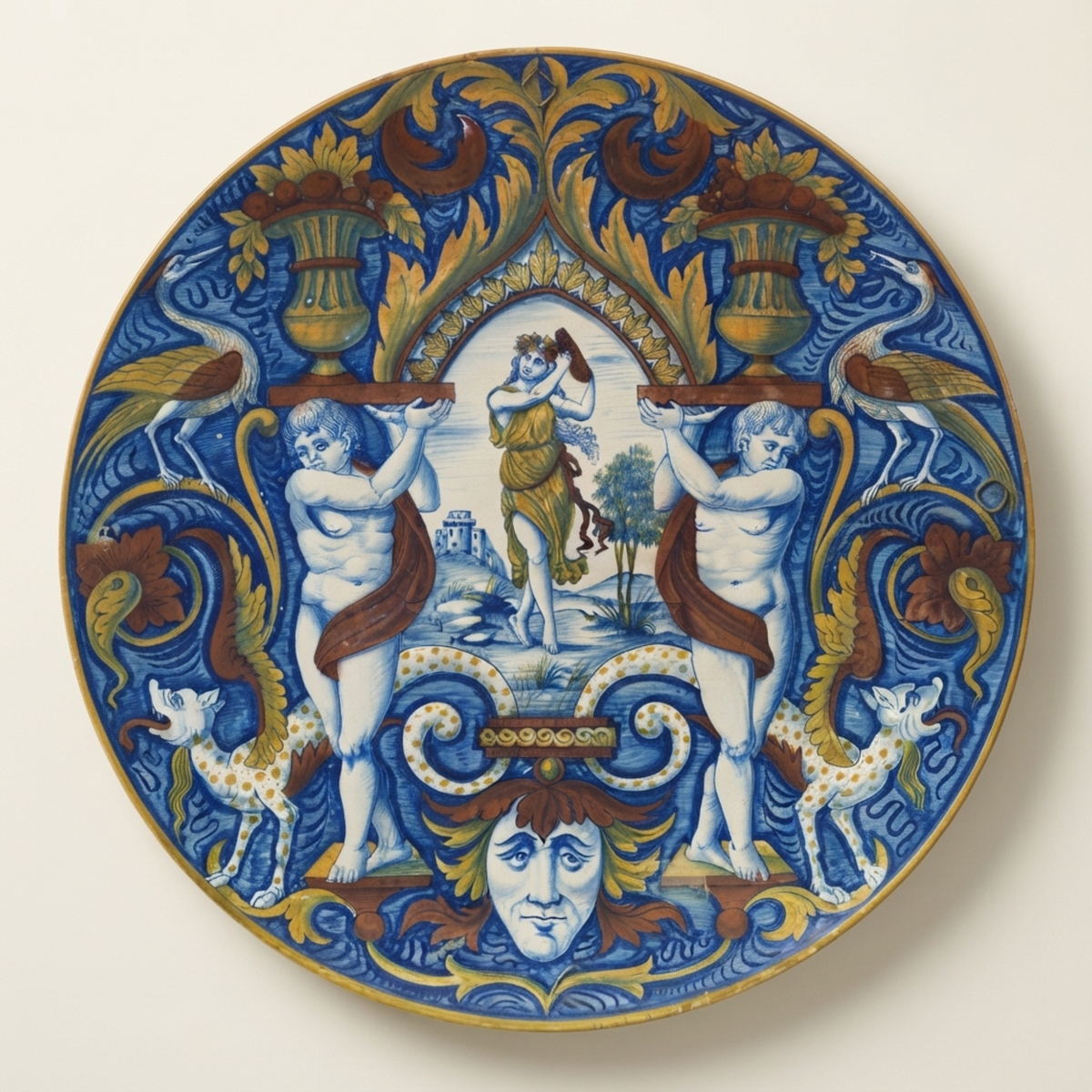 Grande piatto a lustro con figura femminile autore Paolo Rubboli Ø 52 cm 