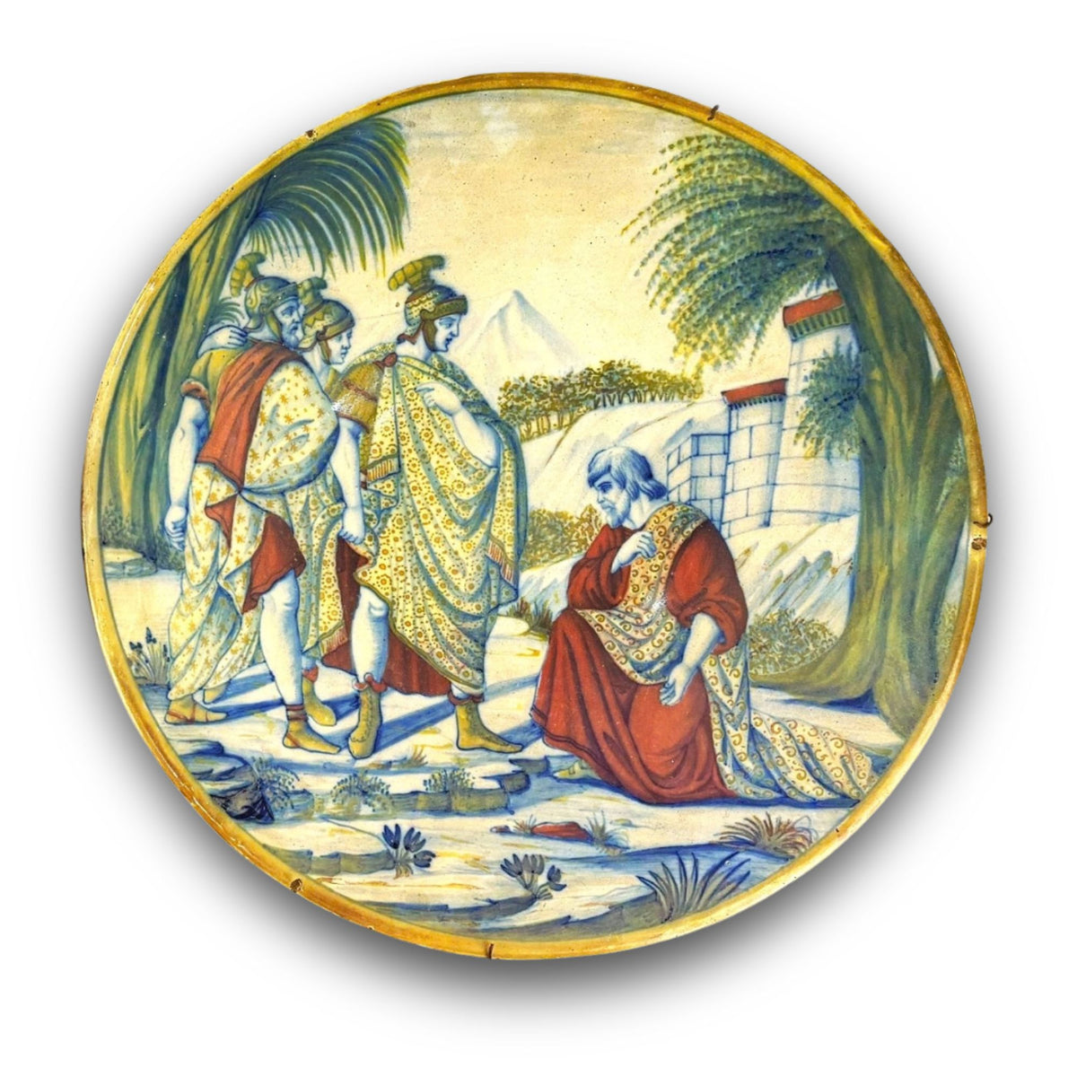 Grande piatto a lustro con scena storica autore Paolo Rubboli commercializzato da Ronconi Ø 42 cm (Copia)