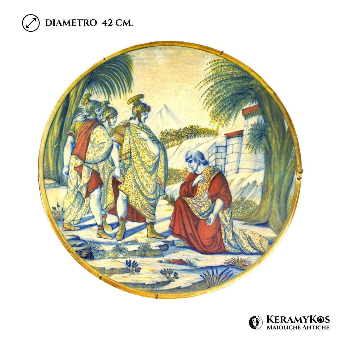 Grande piatto a lustro con scena storica autore Paolo Rubboli commercializzato da Ronconi Ø 42 cm (Copia)
