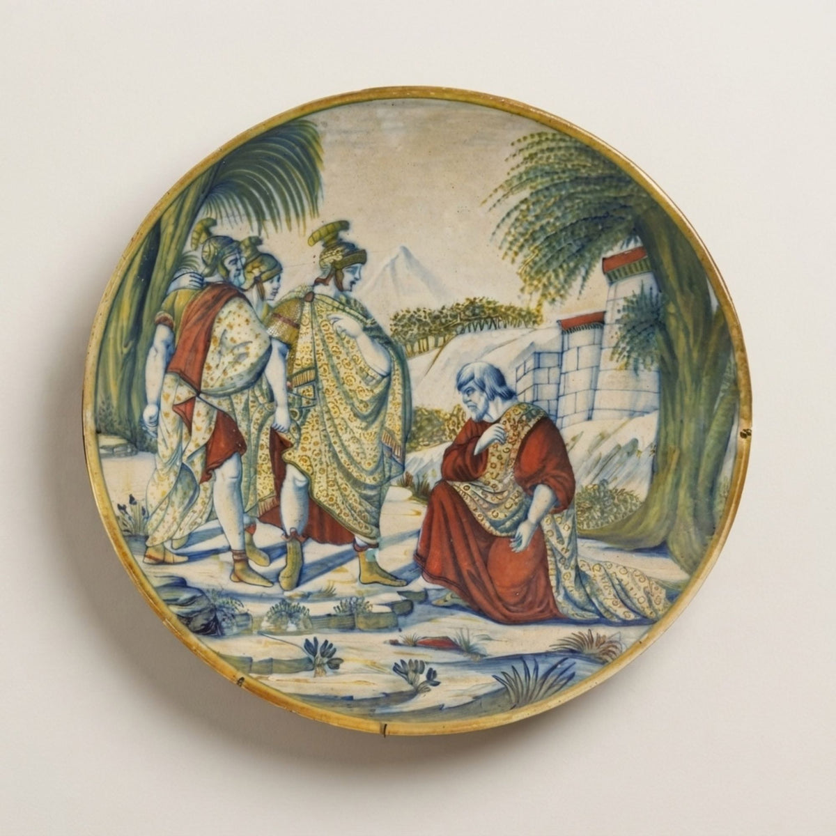 Grande piatto a lustro con scena storica autore Paolo Rubboli commercializzato da Ronconi Ø 42 cm (Copia)