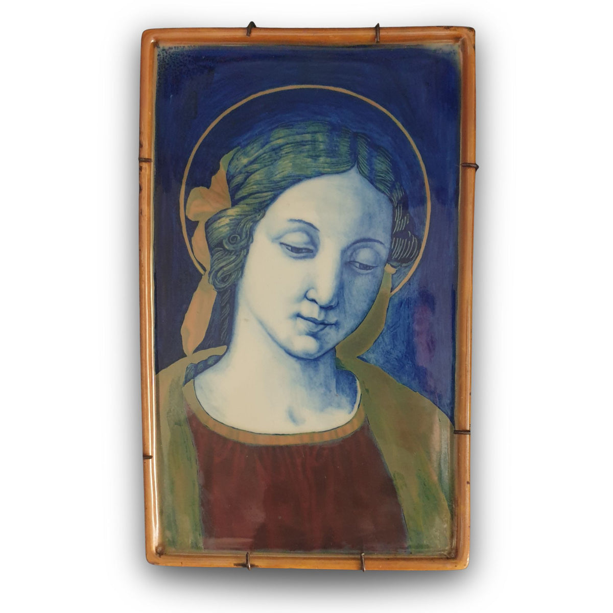 Placca a lustro con soggetto “ Madonna del Perugino” autrice Palmira Fedi 26 cm