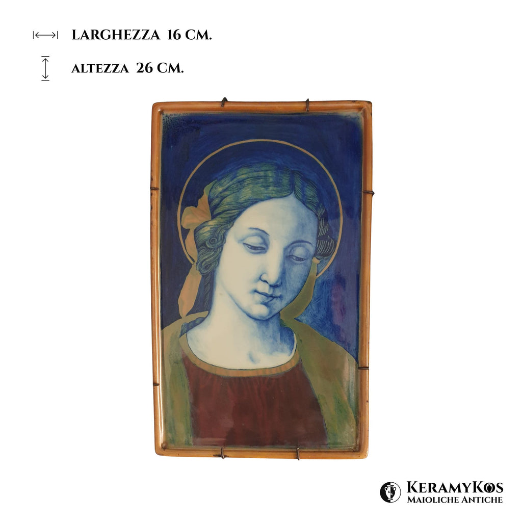 Placca a lustro con soggetto “ Madonna del Perugino” autrice Palmira Fedi 26 cm