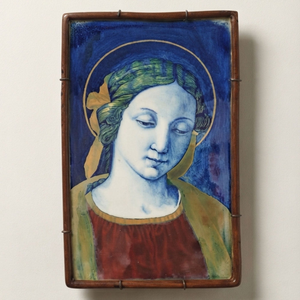 Placca a lustro con soggetto “ Madonna del Perugino” autrice Palmira Fedi 26 cm